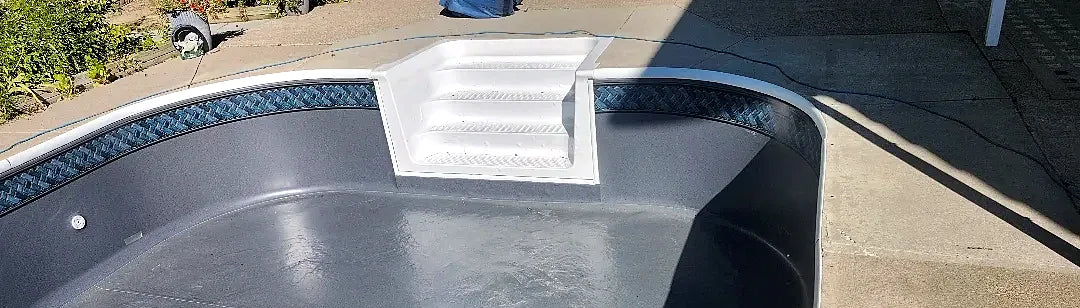 A lined pool with its liner refitted after the concrete underneath was repaired