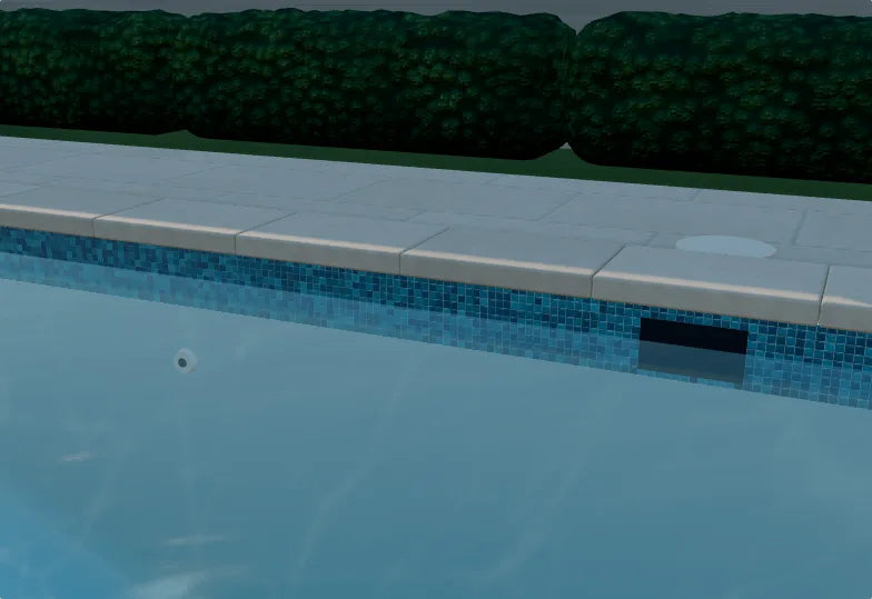 Glass mosaic waterline tile on a concrete pool